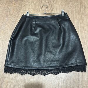Lulus Elegant Black Lace Trim Skirt XS